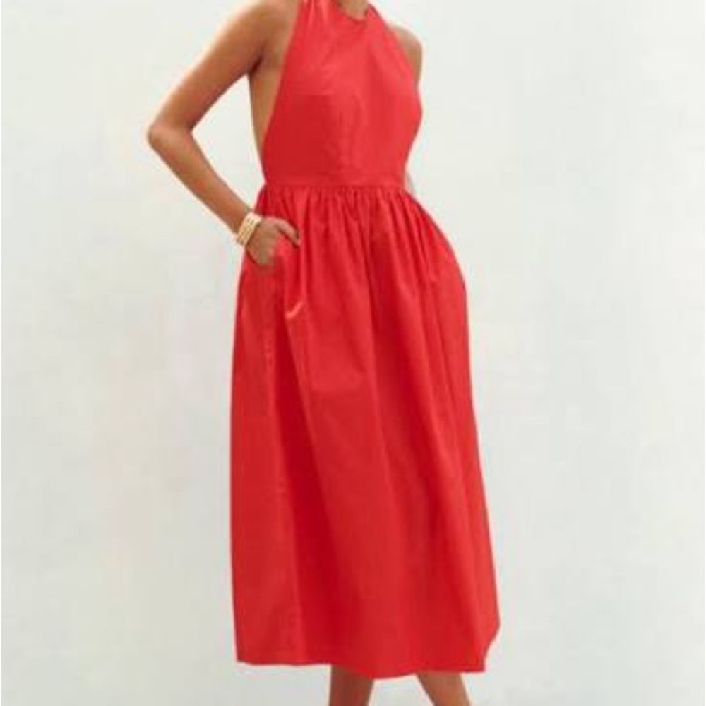 Never Fully Dressed Vibrant Red Backless Dress NWT - image 2